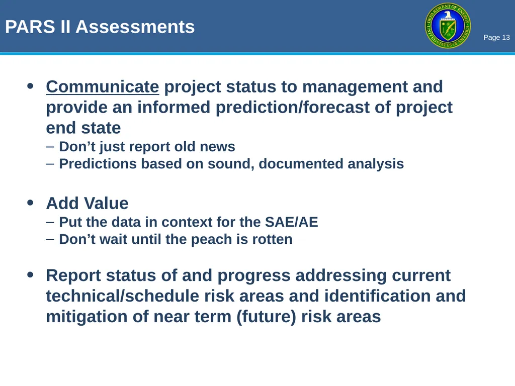 THE OECM PARS II / EVM ROADSHOW Enhancing Earned - slide 13 of 34