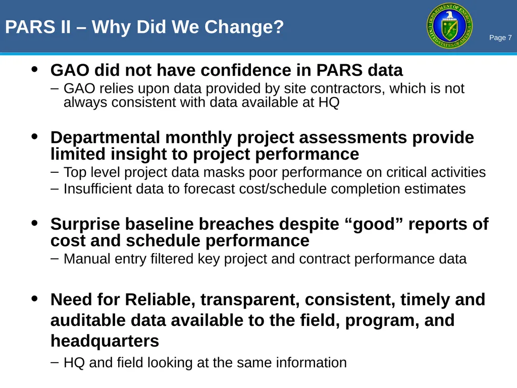 THE OECM PARS II / EVM ROADSHOW Enhancing Earned - slide 7 of 34