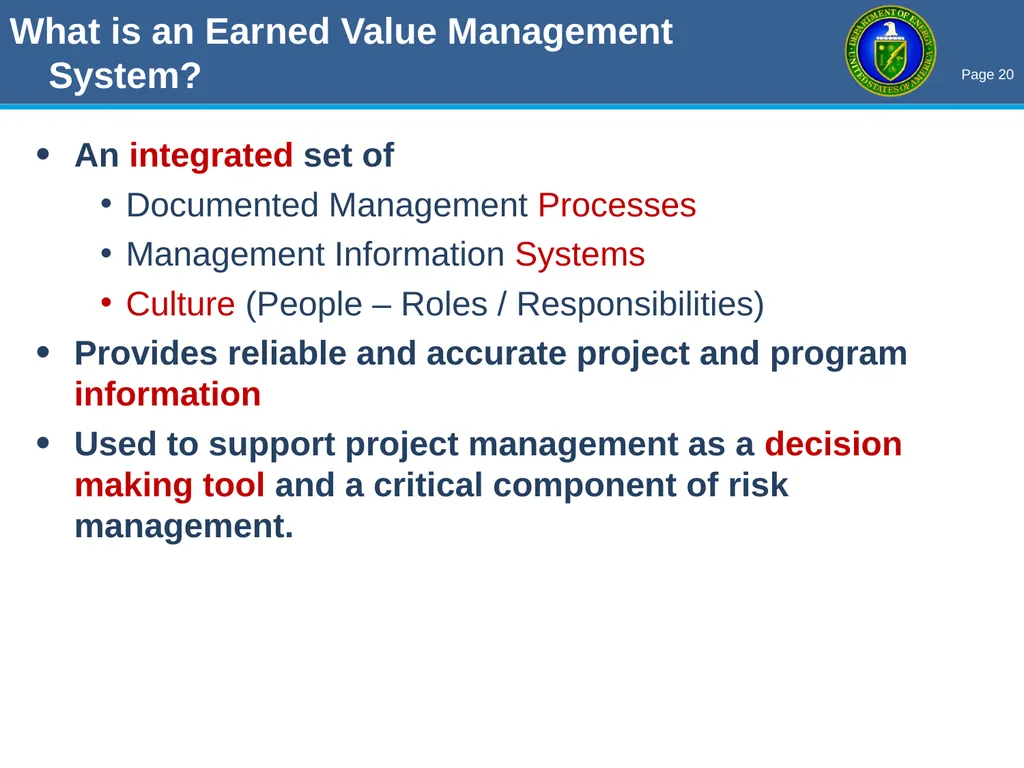 THE OECM PARS II / EVM ROADSHOW Enhancing Earned - slide 20 of 34