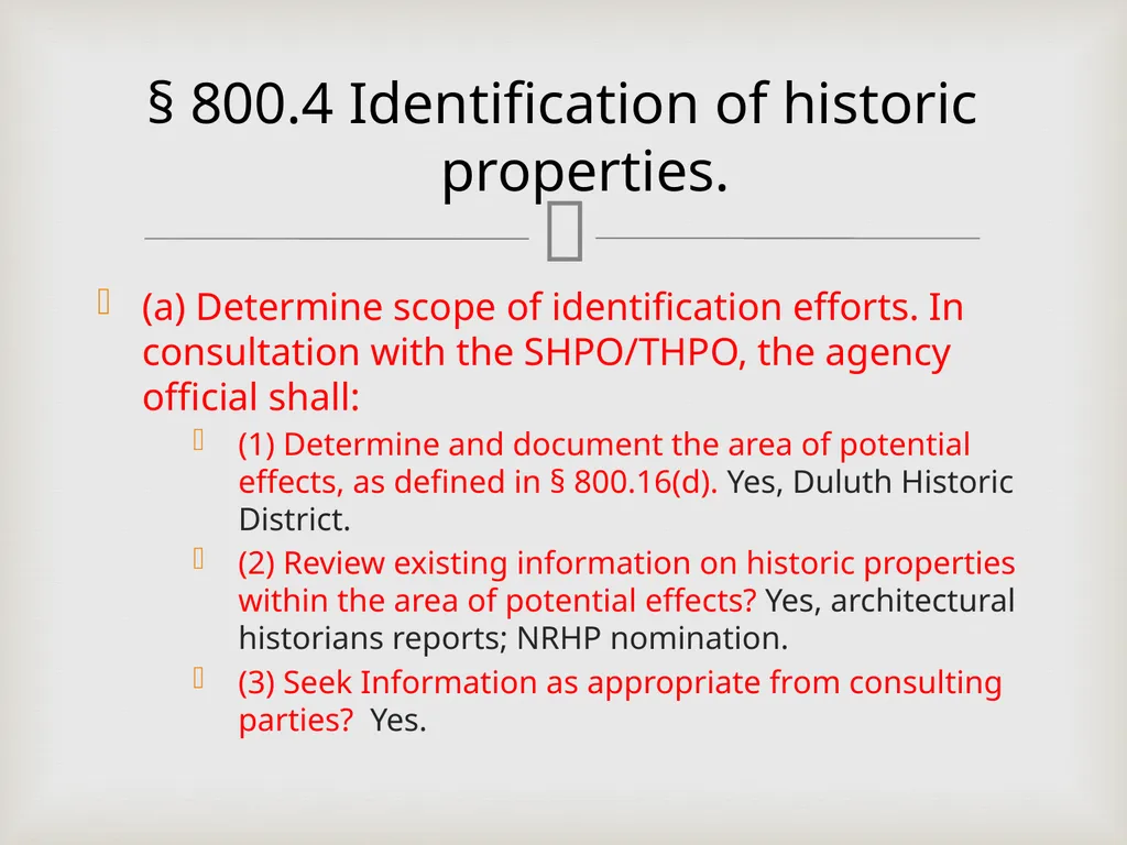 Section 106, National Historic Preservation Act - slide 5 of 9