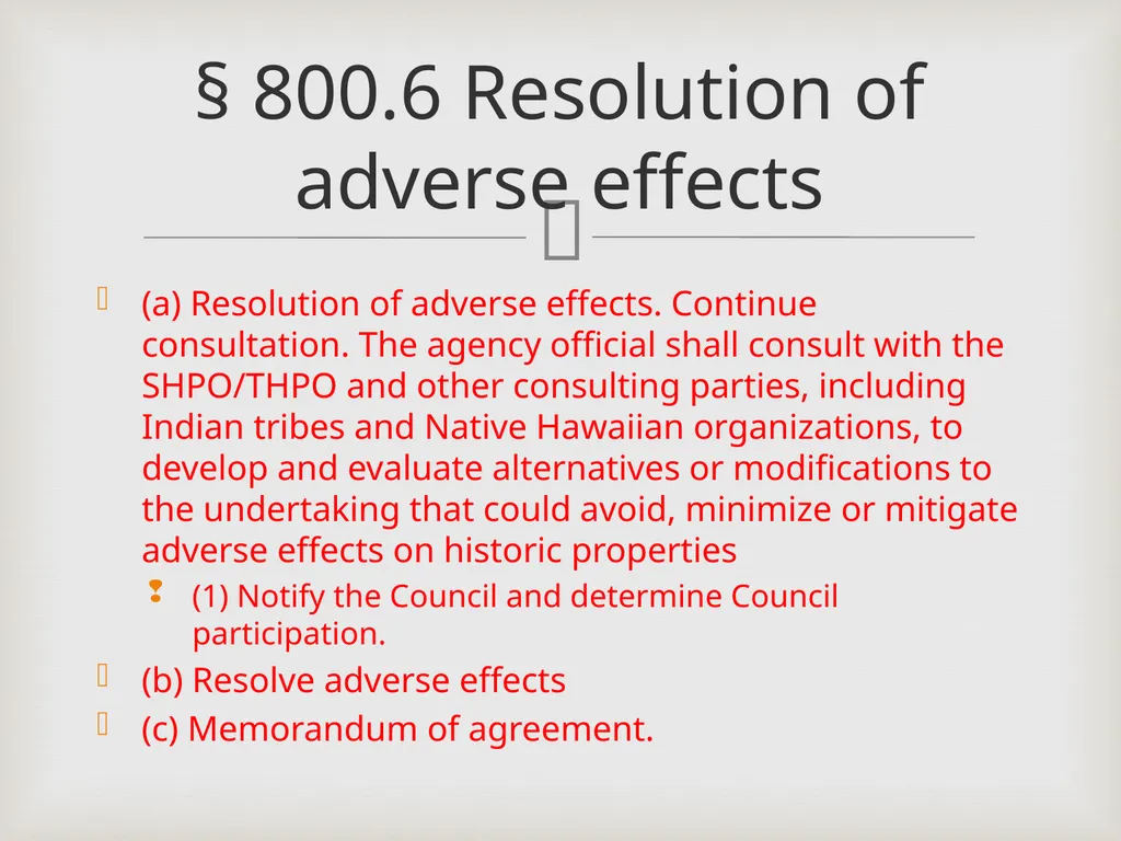 Section 106, National Historic Preservation Act - slide 8 of 9