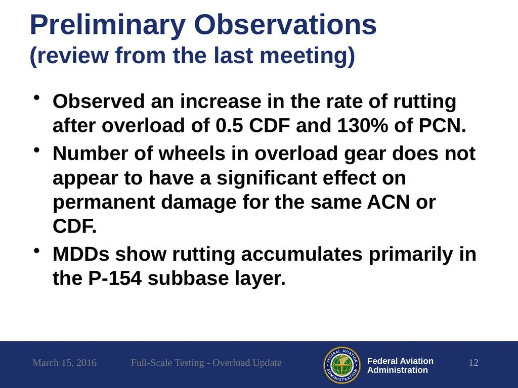 Full-Scale Testing Overload Update REDAC - slide 12 of 28