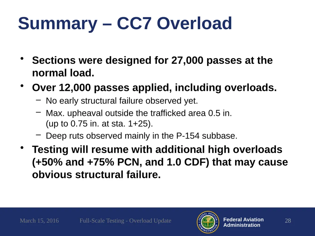 Full-Scale Testing Overload Update REDAC - slide 28 of 28