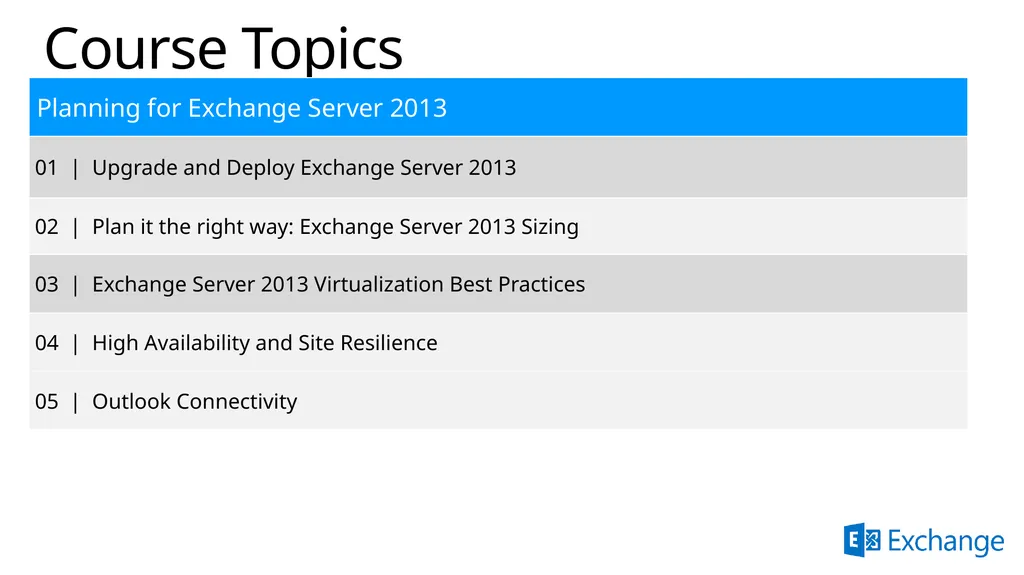 Implementing Exchange Server 2013 April 2014 About - slide 4 of 64