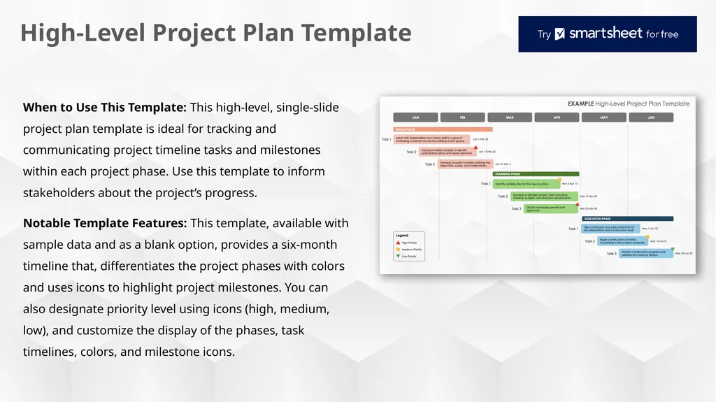 High-Level Project Plan Template When to Use This - slide 1 of 4