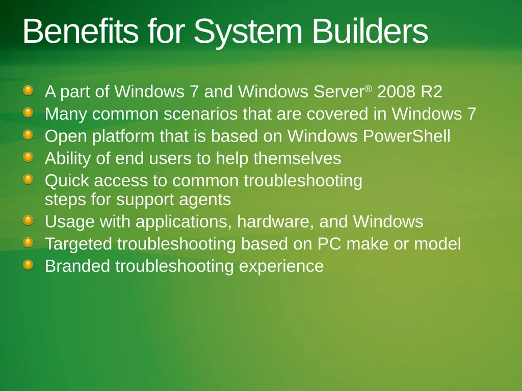 Windows Troubleshooting Platform Matt Bielman Lead - slide 7 of 16