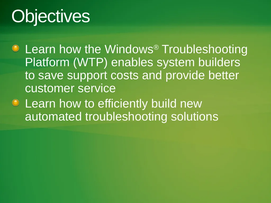 Windows Troubleshooting Platform Matt Bielman Lead - slide 3 of 16