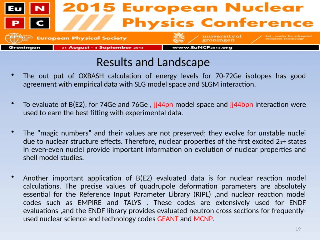Shell model calculation on even-even Germanium - slide 19 of 21