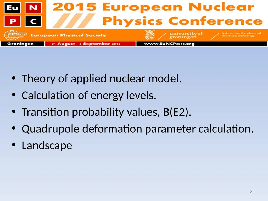 Shell model calculation on even-even Germanium - slide 2 of 21