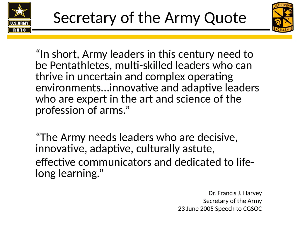 U.S. Army presents leader development practices - slide 7 of 17