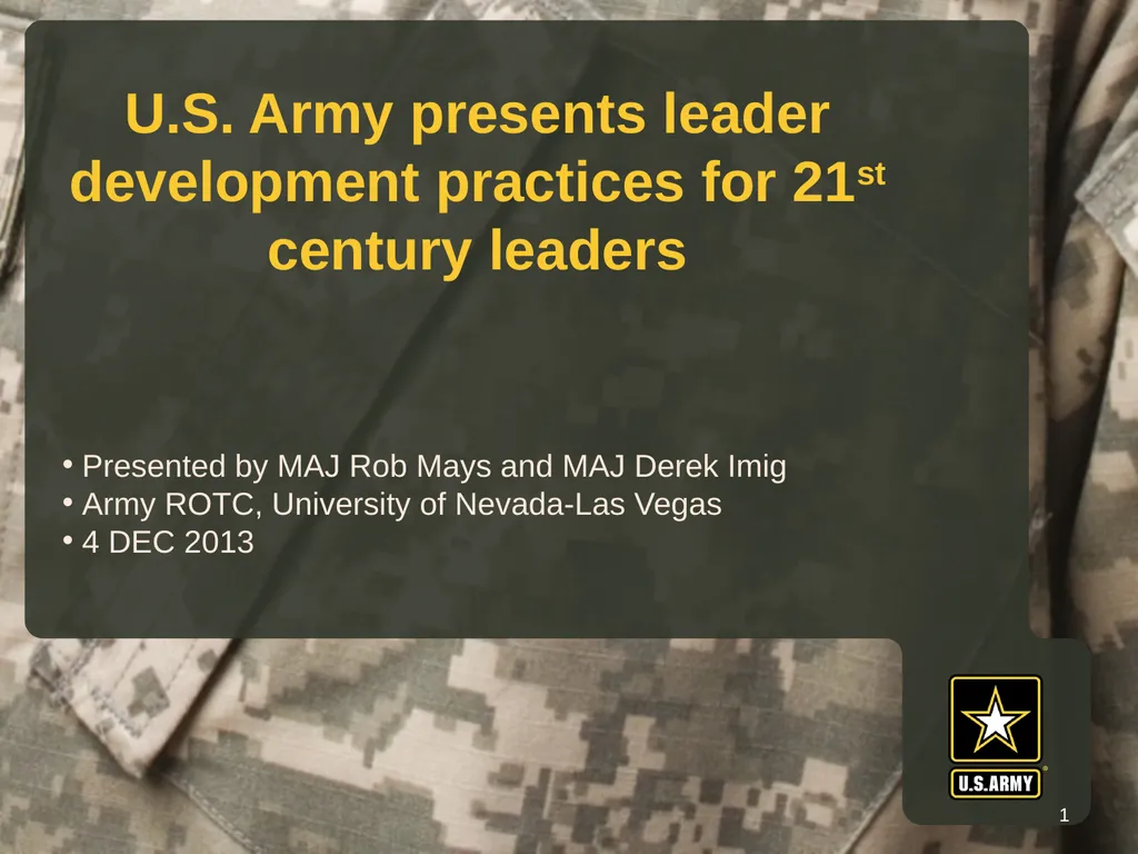 U.S. Army presents leader development practices - slide 1 of 17