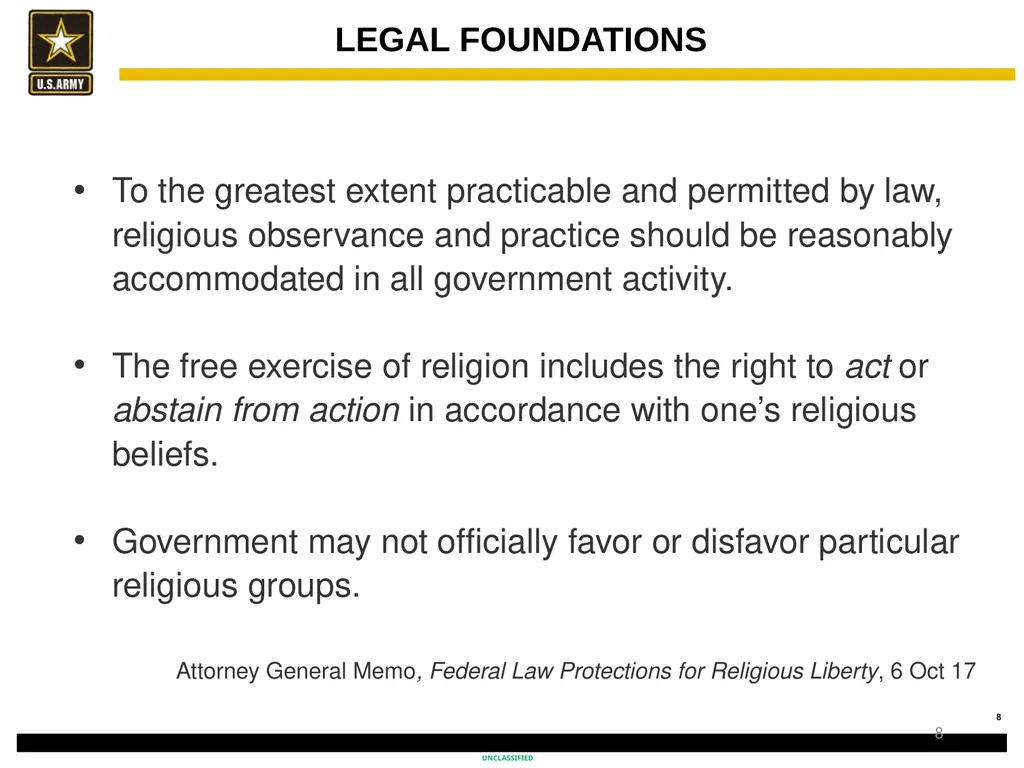 Religious Accommodation in the Army: Advising the - slide 8 of 36