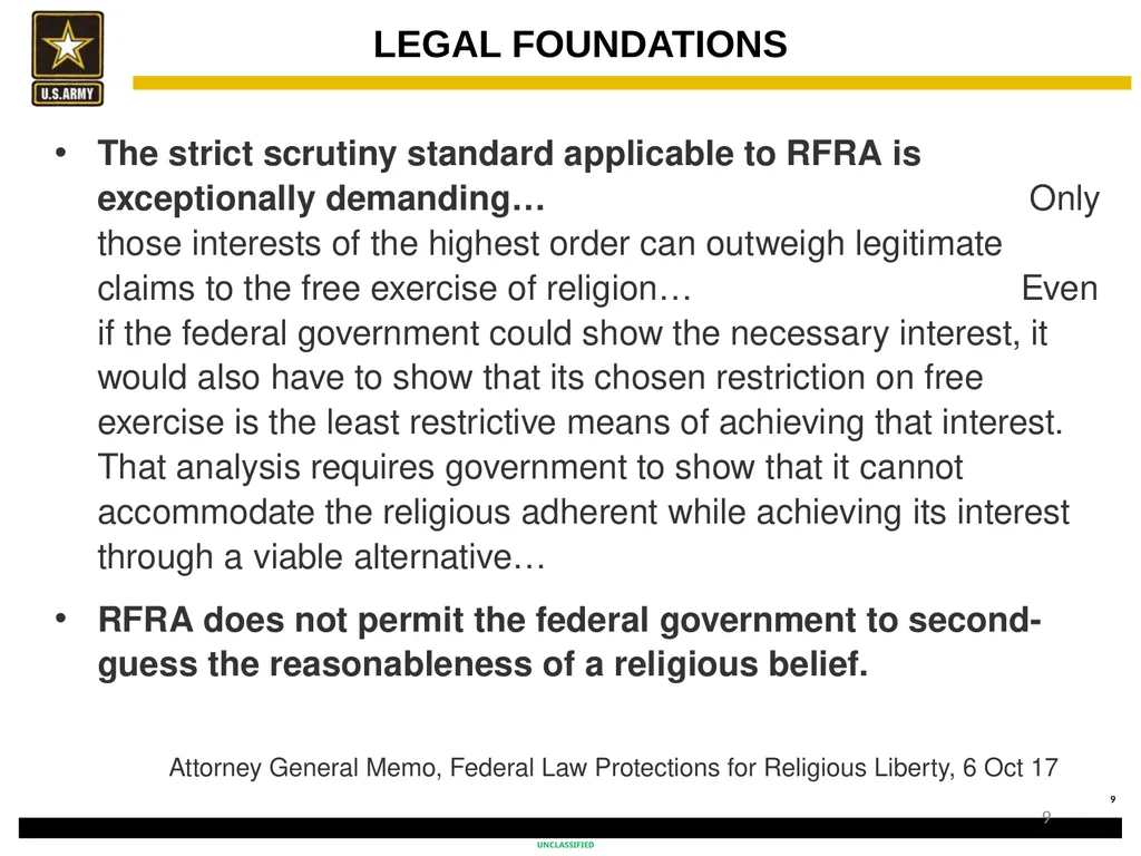Religious Accommodation in the Army: Advising the - slide 9 of 36