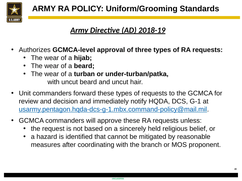 Religious Accommodation in the Army: Advising the - slide 20 of 36