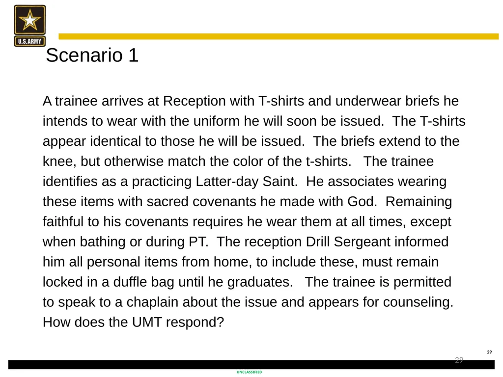 Religious Accommodation in the Army: Advising the - slide 29 of 36