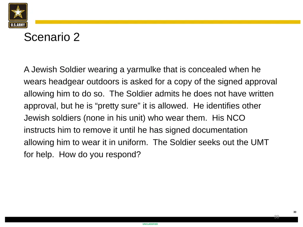 Religious Accommodation in the Army: Advising the - slide 30 of 36