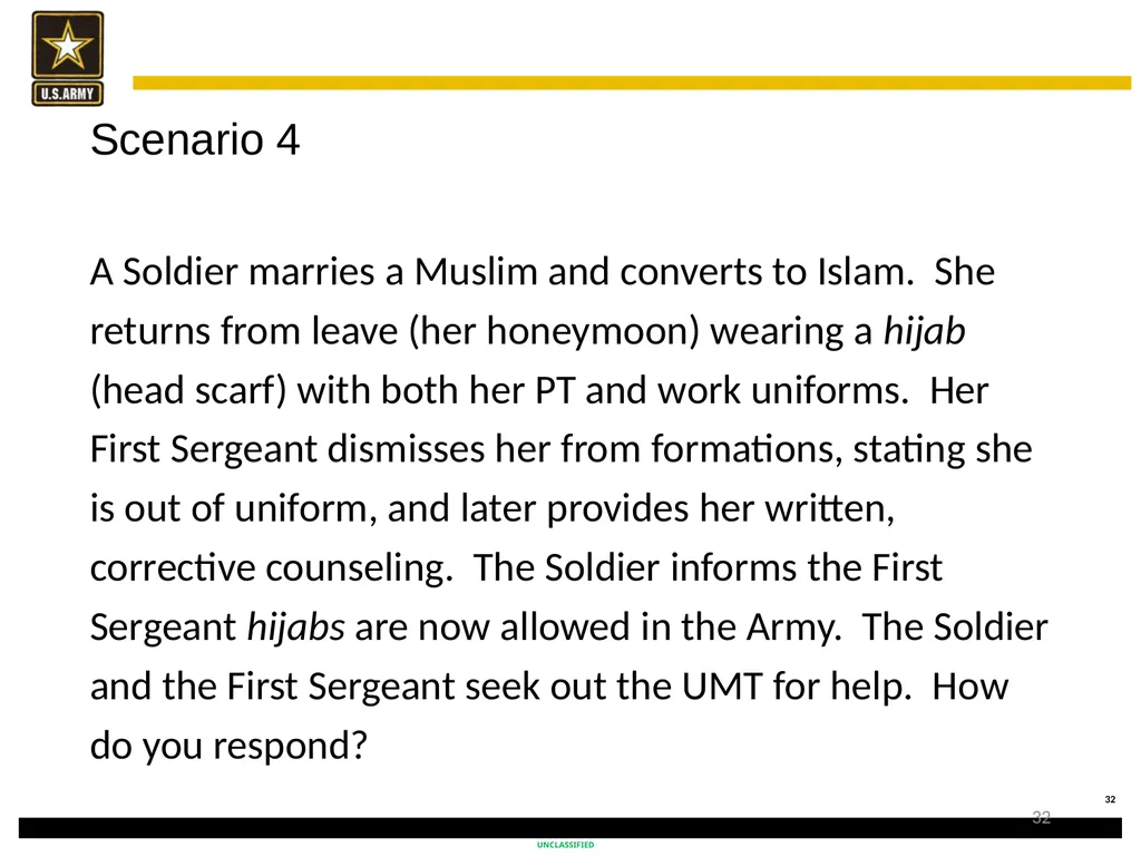 Religious Accommodation in the Army: Advising the - slide 32 of 36