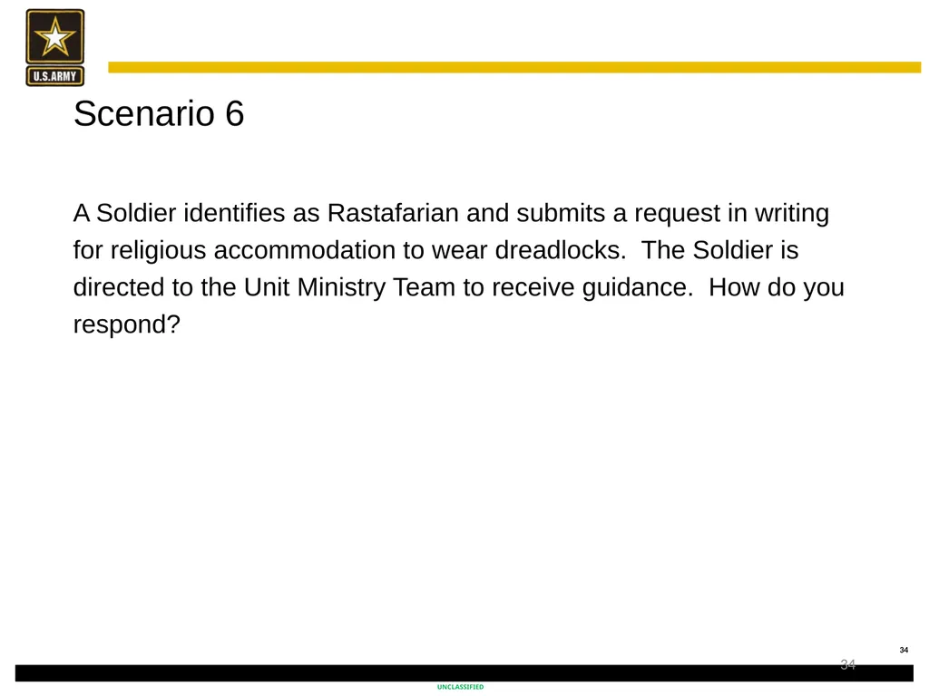 Religious Accommodation in the Army: Advising the - slide 34 of 36