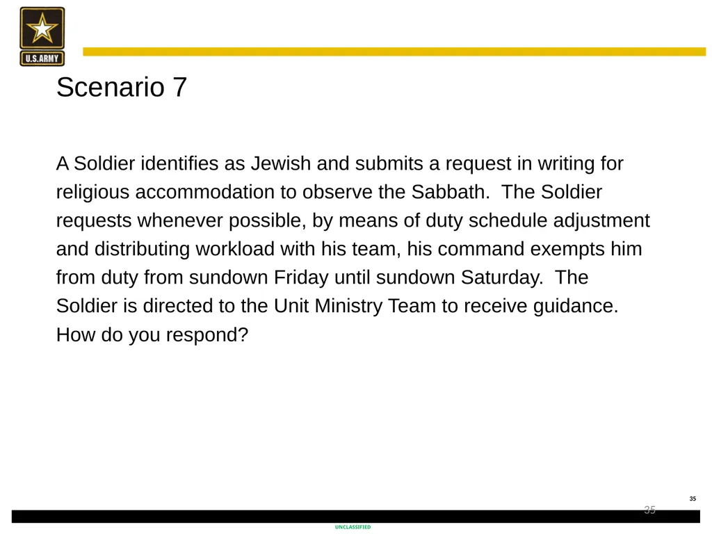 Religious Accommodation in the Army: Advising the - slide 35 of 36