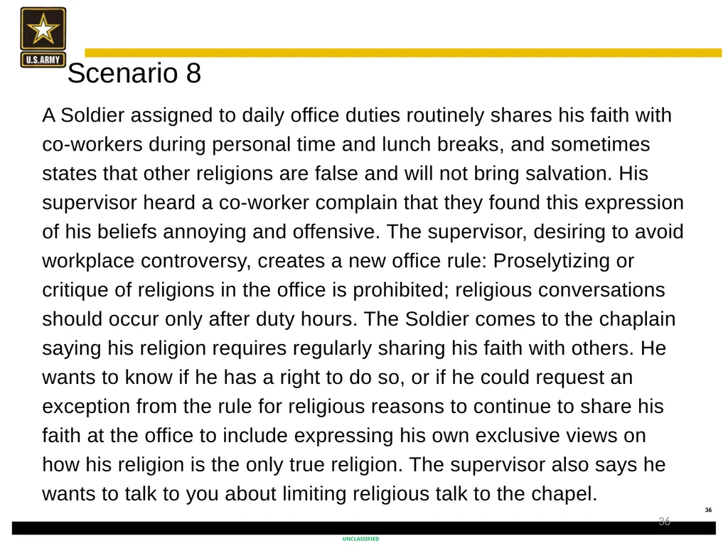 Religious Accommodation in the Army: Advising the - slide 36 of 36
