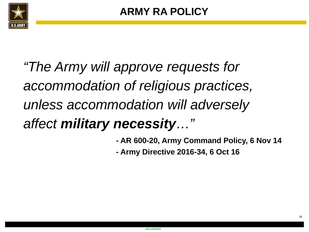 Religious Accommodation in the Army: Advising the - slide 11 of 36