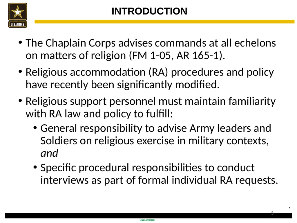 Religious Accommodation in the Army: Advising the - slide 5 of 36