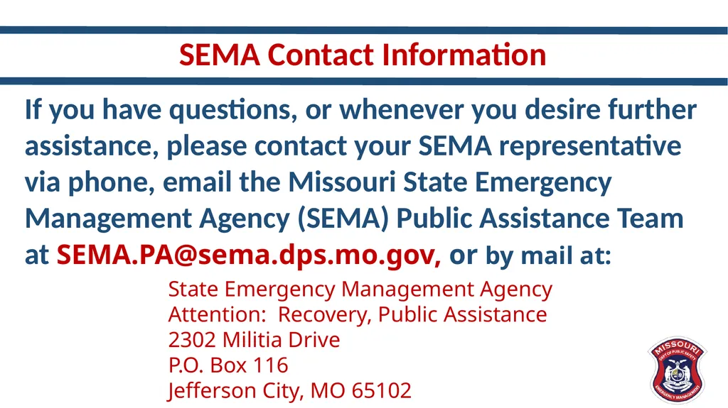 New and Different – Updates in Public Assistance - slide 33 of 33