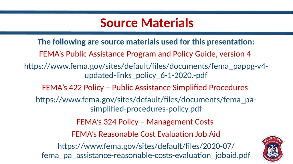 New and Different – Updates in Public Assistance - slide 7 of 33