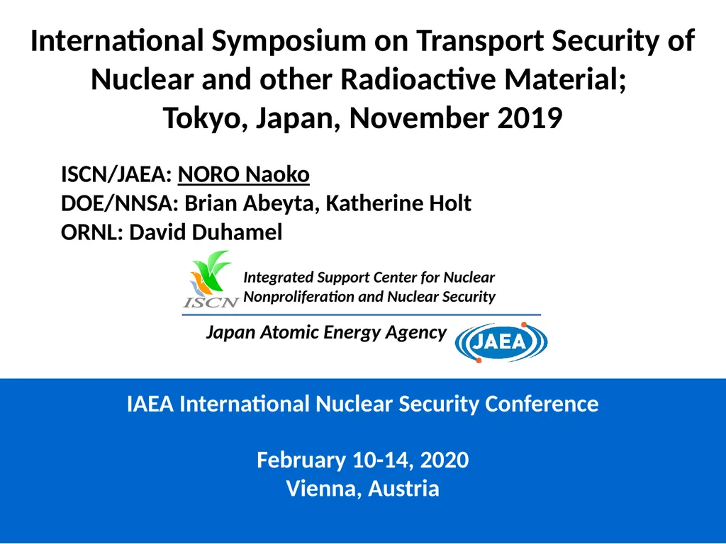 International Symposium on Transport Security of - slide 1 of 15