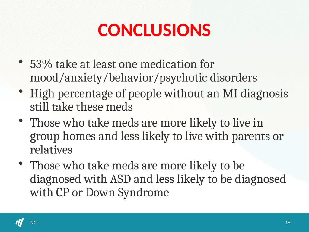 Psychotropic medication use and obesity among IDD - slide 16 of 18