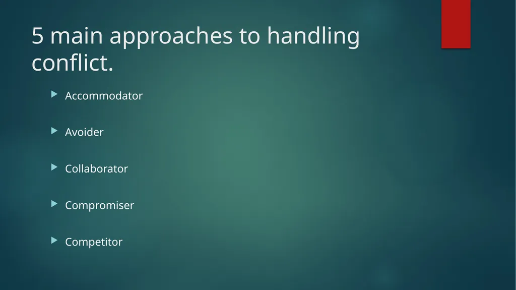 Conflict Resolution Objectives Learn the basics - slide 16 of 30