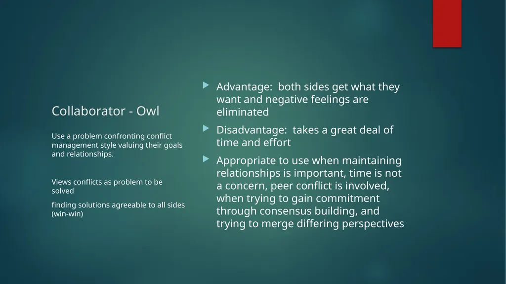 Conflict Resolution Objectives Learn the basics - slide 19 of 30