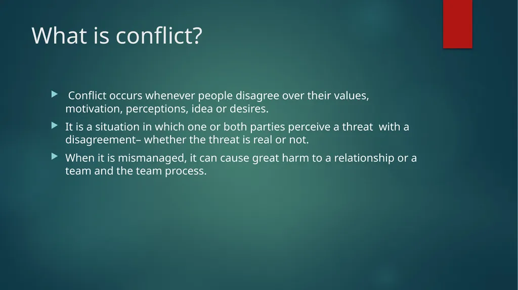 Conflict Resolution Objectives Learn the basics - slide 3 of 30