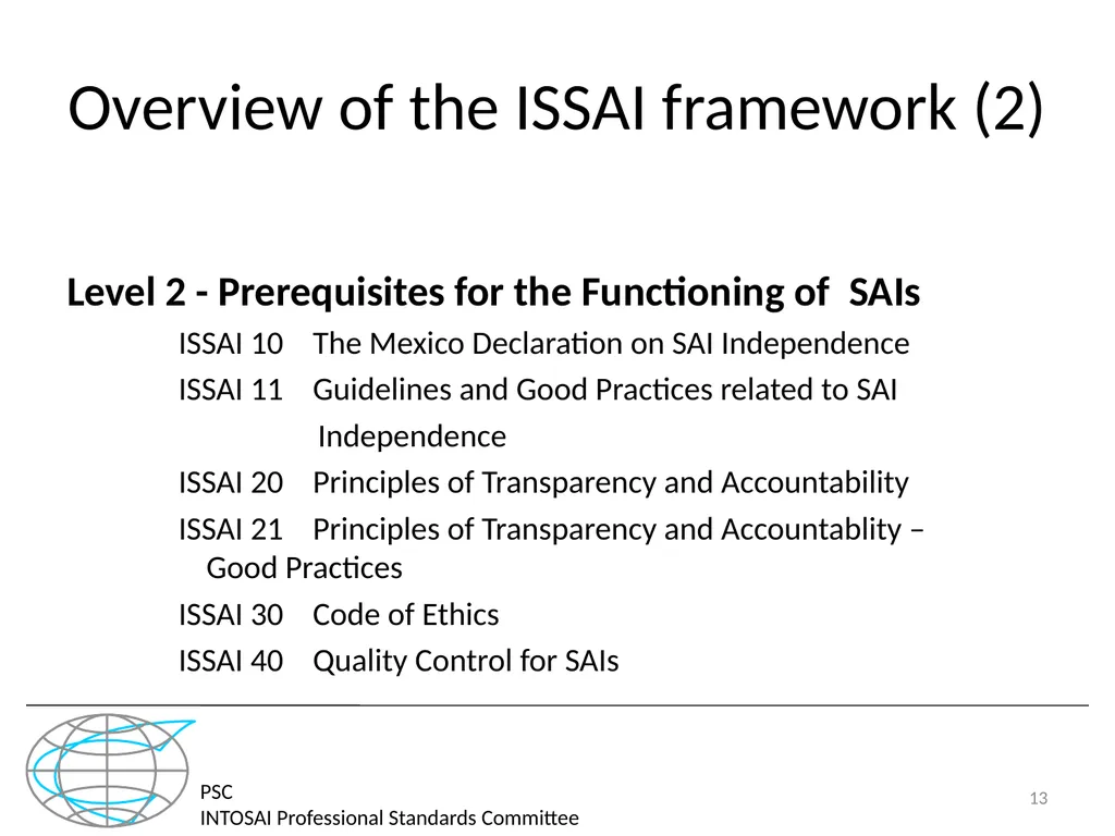 PSC INTOSAI Professional Standards Committee - slide 13 of 27