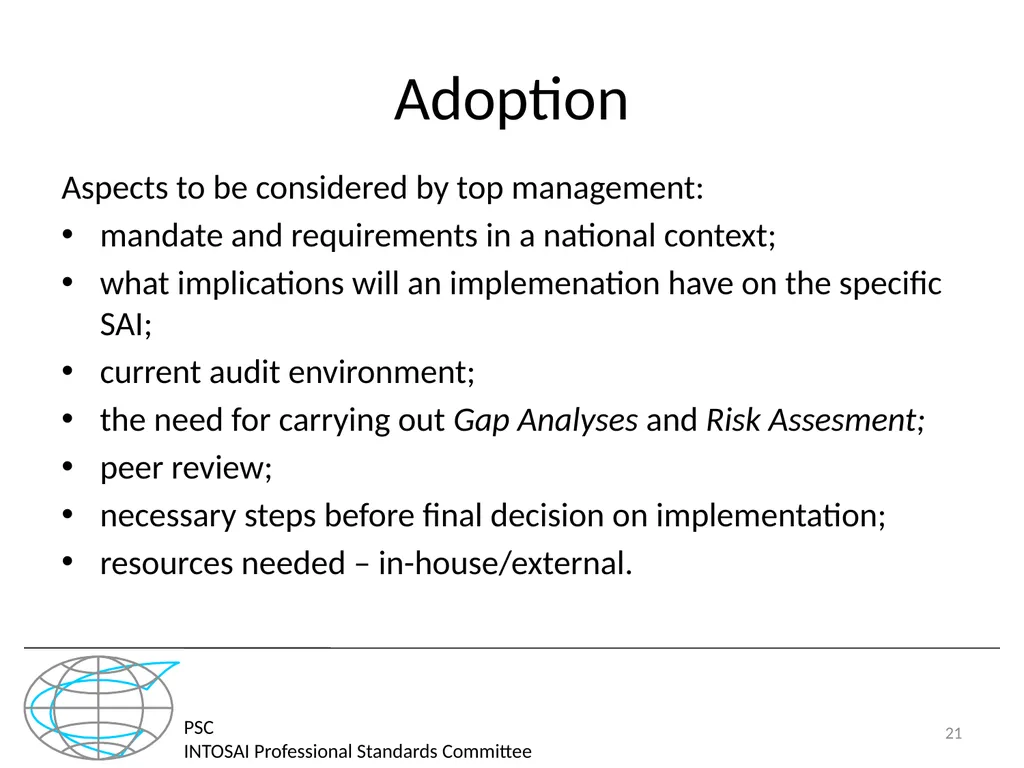 PSC INTOSAI Professional Standards Committee - slide 21 of 27