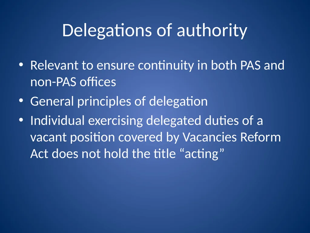 Ensuring Continuity During Vacancies in High-Level - slide 19 of 21
