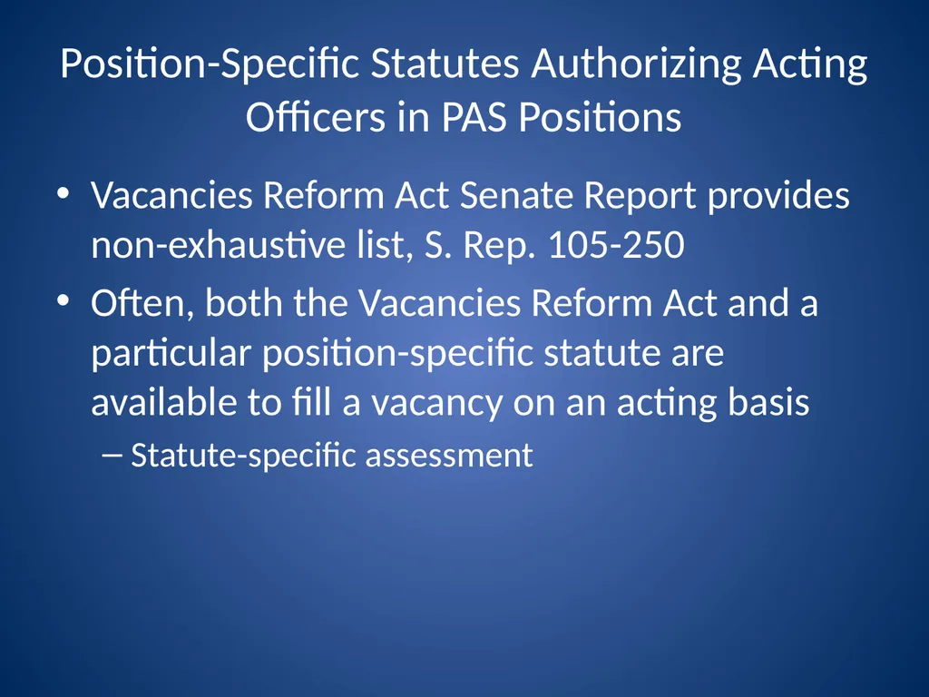Ensuring Continuity During Vacancies in High-Level - slide 17 of 21