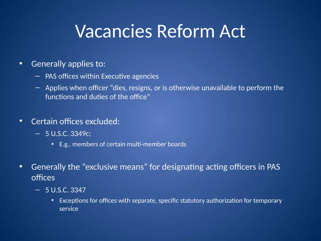 Ensuring Continuity During Vacancies in High-Level - slide 6 of 21