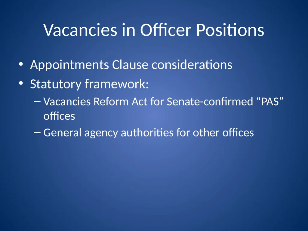 Ensuring Continuity During Vacancies in High-Level - slide 5 of 21