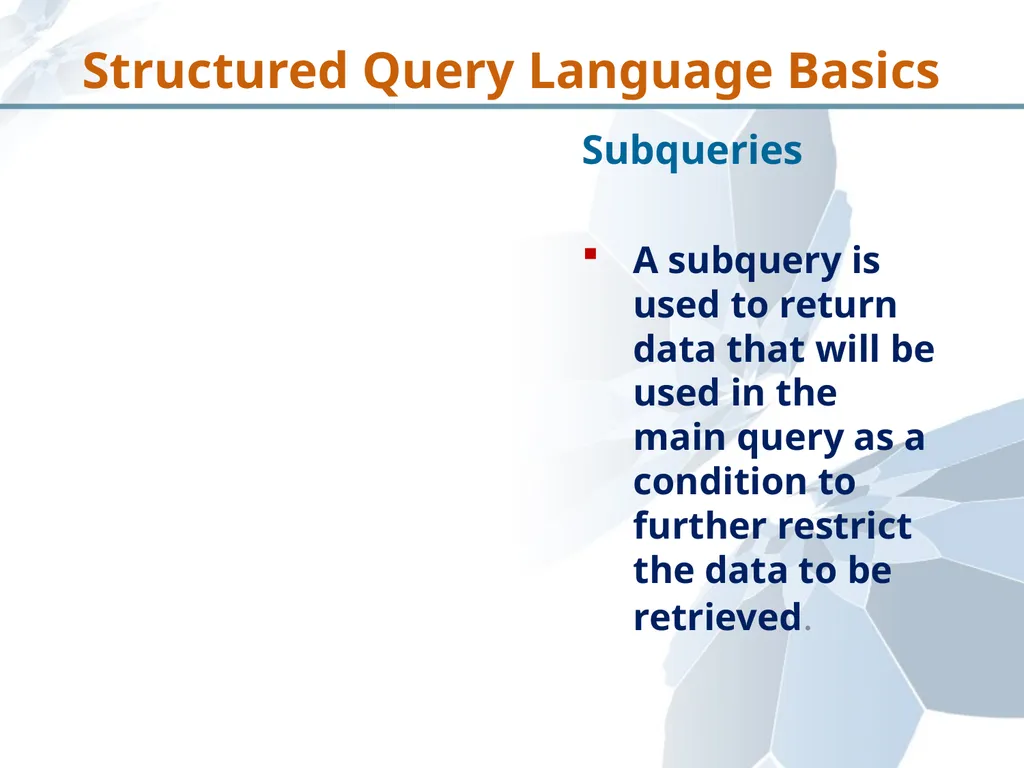 Structured Query Language Recap Database - slide 58 of 63