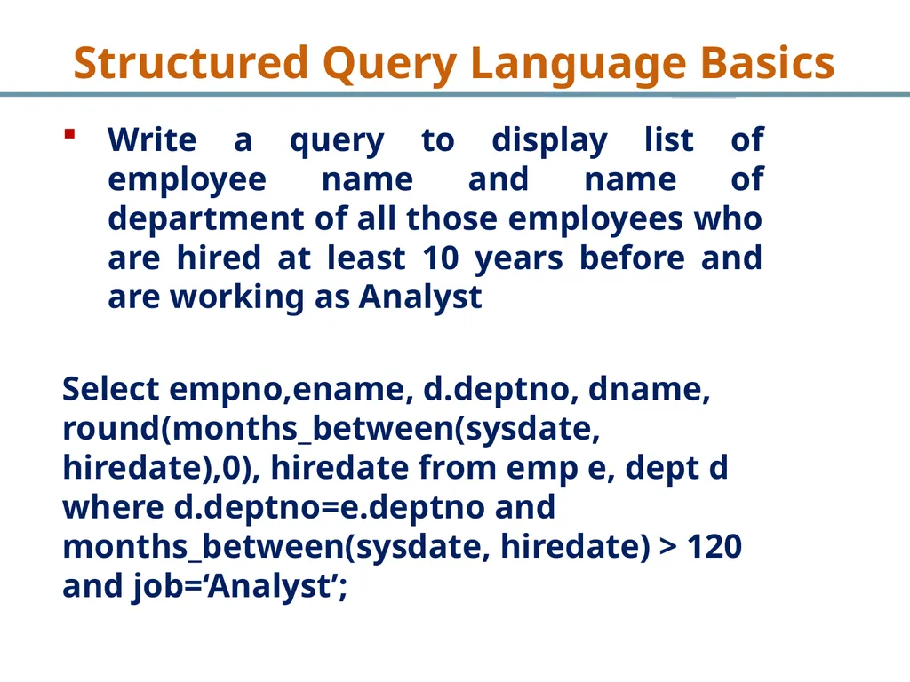 Structured Query Language Recap Database - slide 50 of 63
