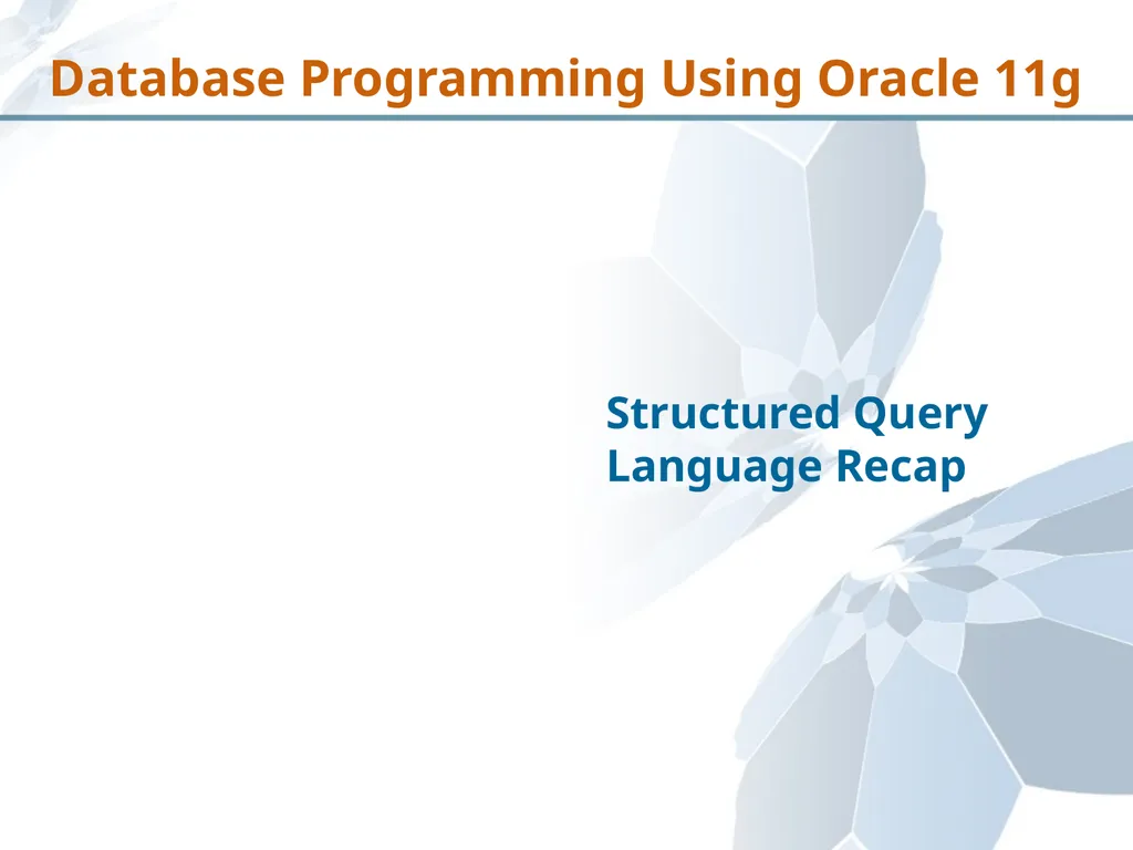 Structured Query Language Recap Database