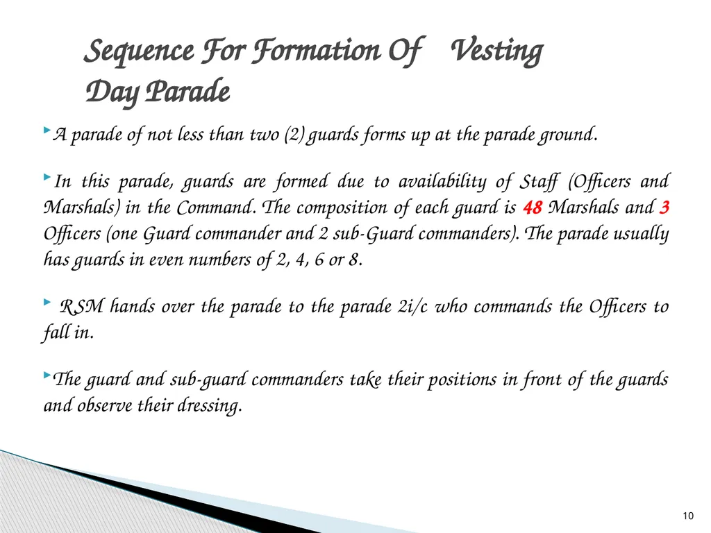 HANDING AND TAKING OVER PARADE (VESTING DAY - slide 10 of 21