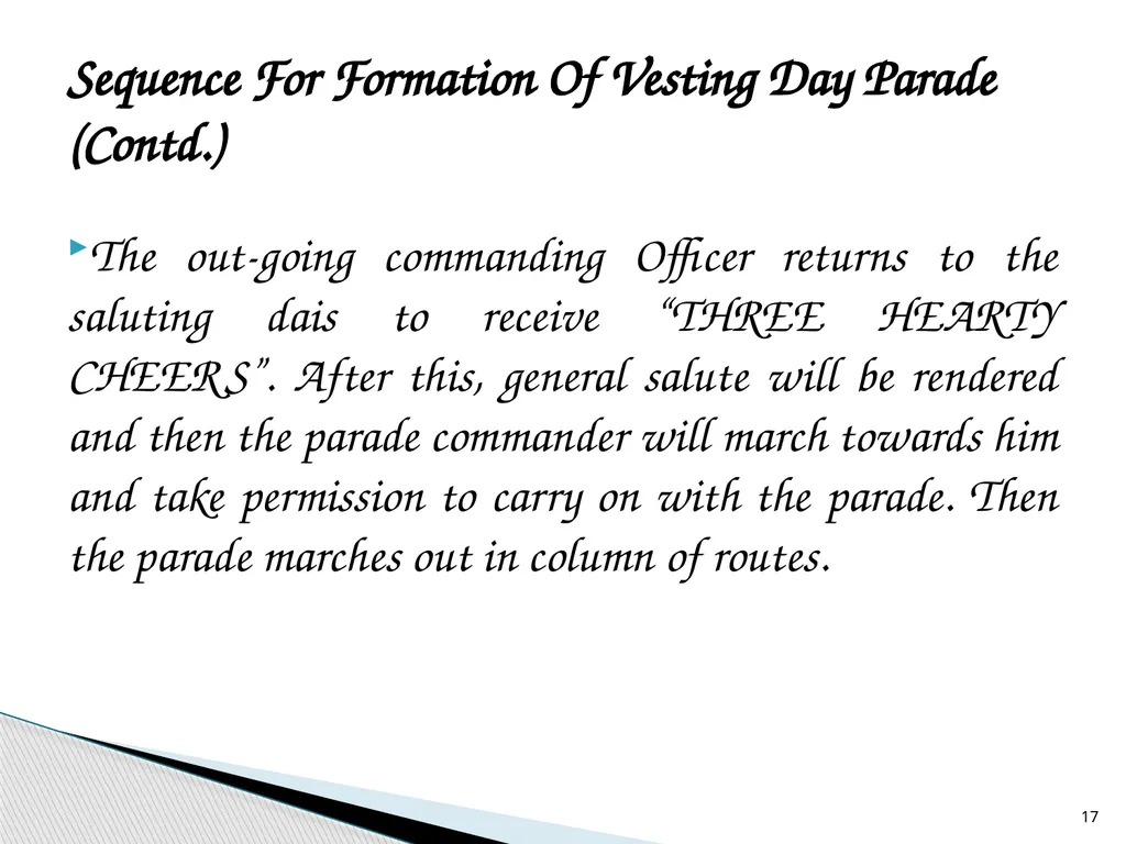 HANDING AND TAKING OVER PARADE (VESTING DAY - slide 17 of 21