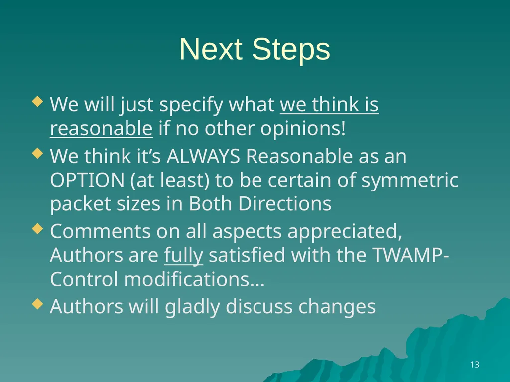 TWAMP Features – Reflect OCTETS draft - slide 13 of 13