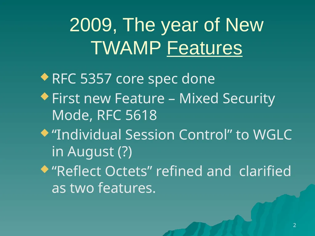 TWAMP Features – Reflect OCTETS draft - slide 2 of 13