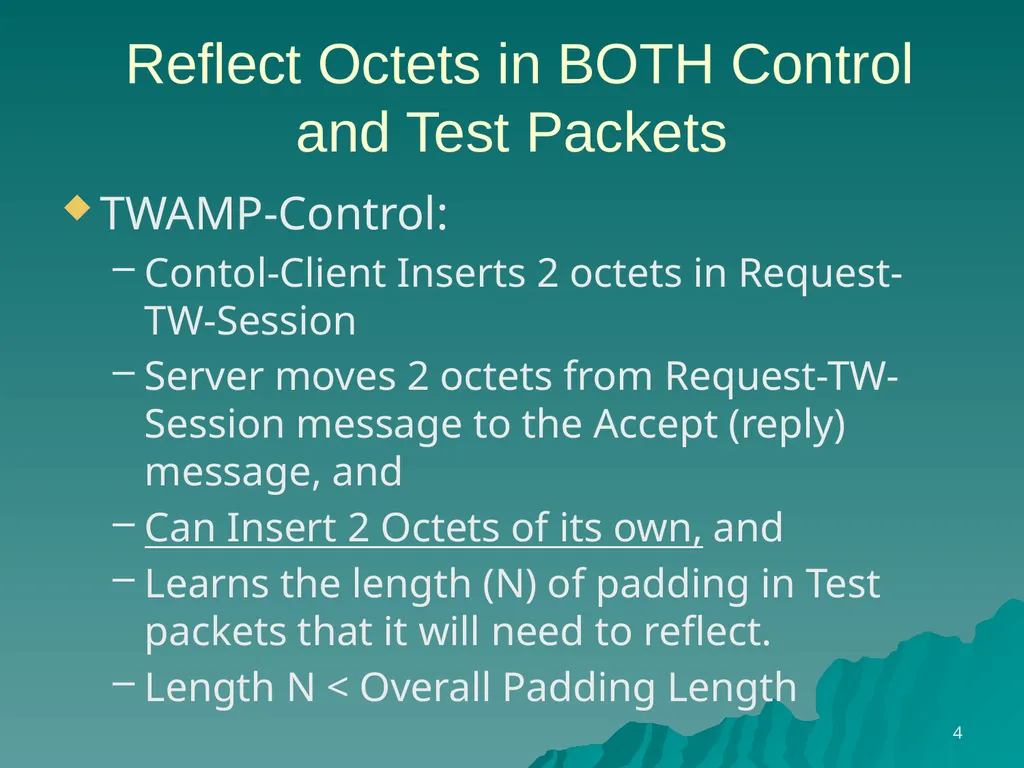 TWAMP Features – Reflect OCTETS draft - slide 4 of 13