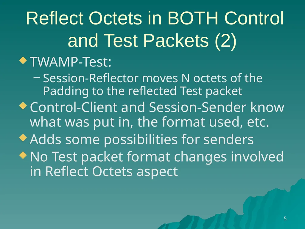 TWAMP Features – Reflect OCTETS draft - slide 5 of 13