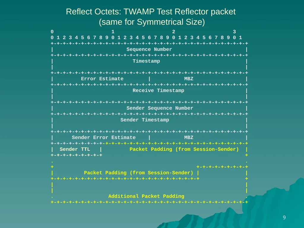 TWAMP Features – Reflect OCTETS draft - slide 9 of 13