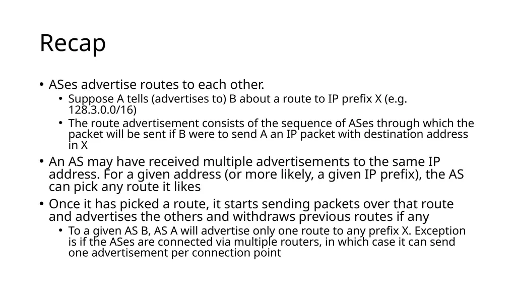 Lecture 7: Advanced BGP Concepts Lecturer: Venkat - slide 2 of 26